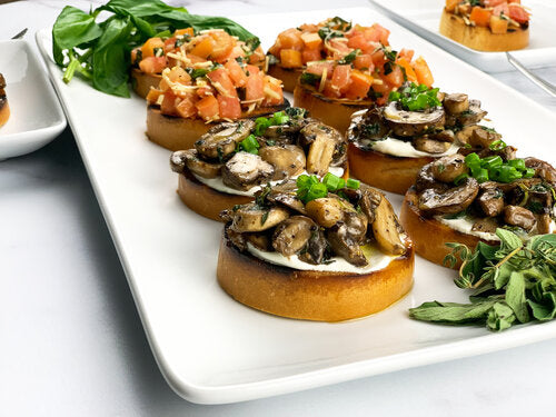 Bruschetta and Mushroom Crostini
