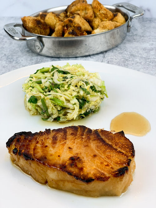 Miso Glazed Chilean Sea Bass and Napa Cabbage Slaw