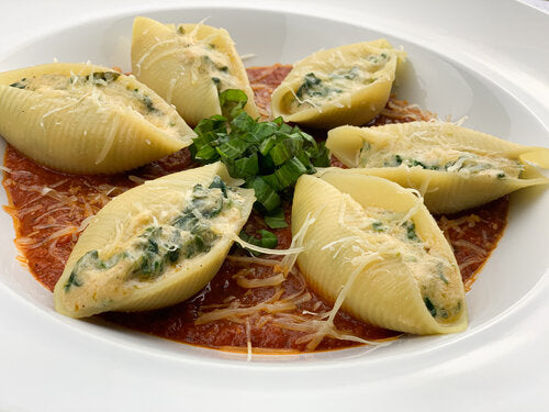 Four Cheese and Basil-Spinach Stuffed Shells