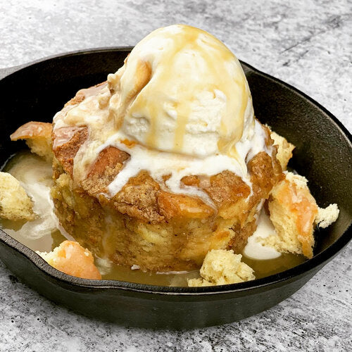Glazed Donut Bread Pudding and Butter-Rum Caramel Sauce