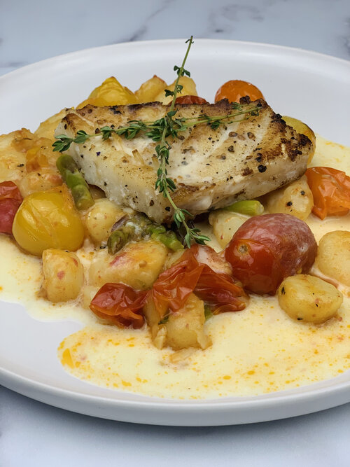 Pan Seared Chilean Sea Bass with Beurre Blanc